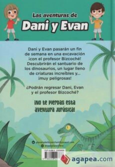 Trasera de l libro El secreto de los dinosaurios de Dani y Evan
