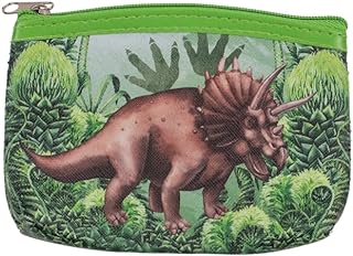 estuche con triceratops en paisaje selvatico