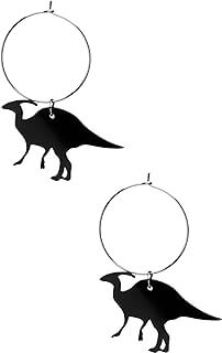 Pendientes con colgantes de dinosaurio pendientes parasaurolophus negros