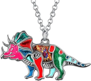 Lindo colgante de dinosaurio de Triceratops de esmalte para mujeres y niñas
