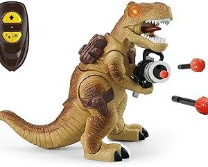 Dinosaurio T-Rex con Control Remoto con Efectos de Sonido y Disparos de misiles