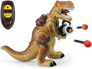 Dinosaurio T-Rex con Control Remoto con Efectos de Sonido y Disparos de misiles