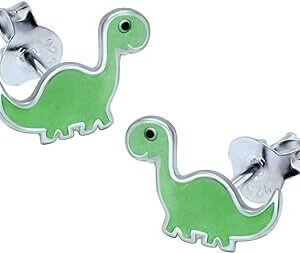Verde dinosaurio pendientes – plata de ley