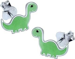 Verde dinosaurio pendientes – plata de ley
