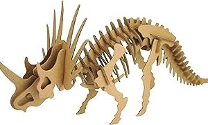 Maqueta de madera para montar de dinosaurio con cuernos