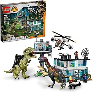 LEGO Jurassic World Giganotosaurus & Therizinosaurus Attack Juego de juguetes de construcción, diversión para niños de 9 años en adelante (658 piezas)