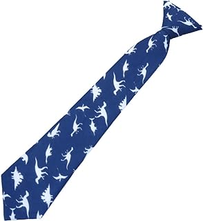 Corbata azul con diversos dinosaurios bordados blancos