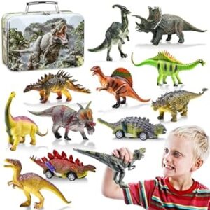 Kit de figuras en maletin de dinosaurios para niños