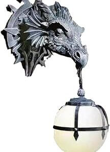 Lámpara de resina para pared con cabeza de dinosaurio dragón