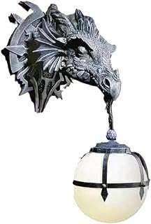 Lámpara de resina para pared con cabeza de dinosaurio dragón