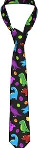 Corbata negra con llamativos dinosaurios multicolor de dibujos