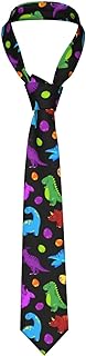 Corbata negra con llamativos dinosaurios multicolor de dibujos