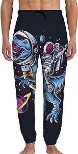 Pantalones deportivos negros con t-rex astronauta