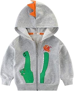 Abrigo gris con capucha y motivos de dinosaurio para niños