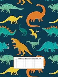 cuaderno con patron de dinosaurios de colores