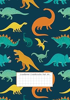 cuaderno con patron de dinosaurios de colores