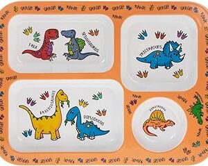 bandeja de plastico infantil con dinosaurios de colores
