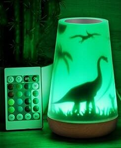 Luz de noche para mesilla con dinosaurios y mando a distancia