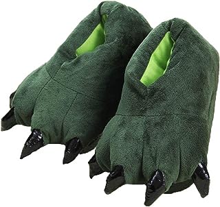 Pantuflas bajas verdes con forma de garras de dinosaurio