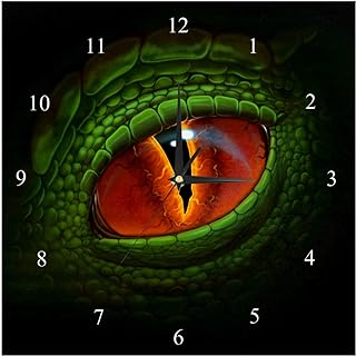 reloj de pared cuadrado con ojo de dinosaurio de fondo