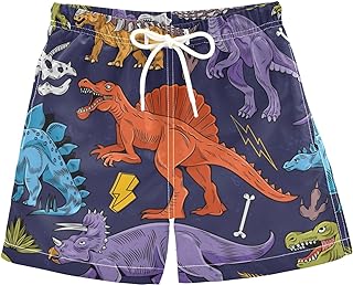 Short bañador con dinosaurios de dibujos multicolor