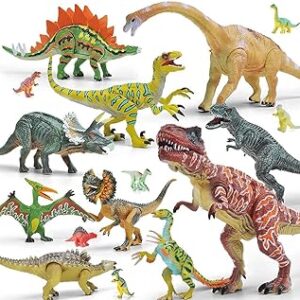 Multitud de figuras de diversas especies de dinosaurios realistas