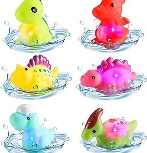 Juguetes de bañera acuaticos de colores y diversos tipos de dinosaurios