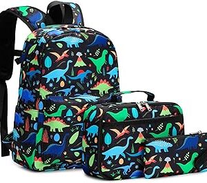 conjunto de mochila estuche y bolsa de almuerzo con patrones de dinosaurios multicolor