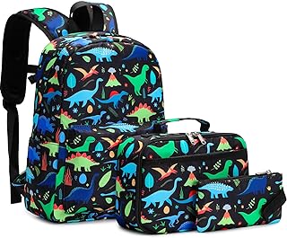 conjunto de mochila estuche y bolsa de almuerzo con patrones de dinosaurios multicolor