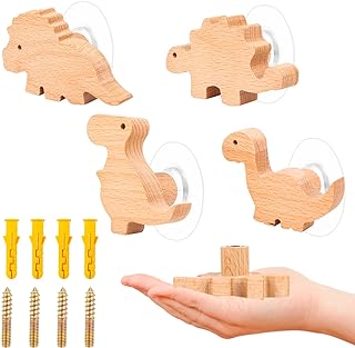 conjunto de manijas de madera para atornillar con forma de dinosaurios