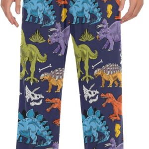 Pantalones morados de pijama con dinosaurios variados