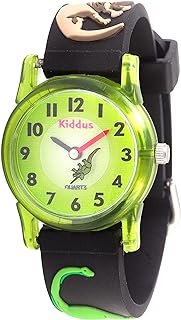 reloj de pulsera verde con decoracion de dinosaurios