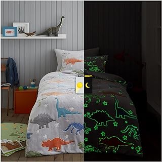 Juego de cama de dinosaurios luminiscente en la oscuridad fluorescente