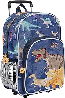 mochila con ruedas trolley azul con dinosaurios de dibujos