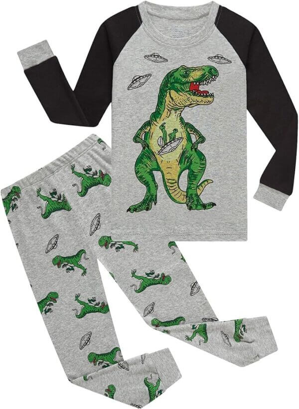 Garsumiss Pijamas para Niño Dos Piezas Pijama de Dinosaurio Manga Larga Invierno Pijama 2-9 Años