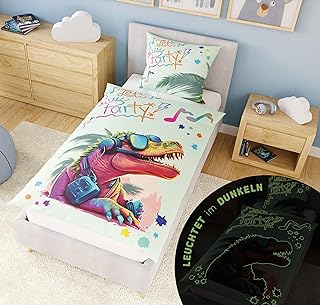 salto de cama con dinosaurio con gafas