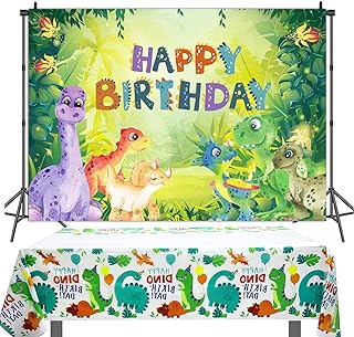 Telón de fondo y mantel de dinosaurios para fiesta infantil de cumpleaños