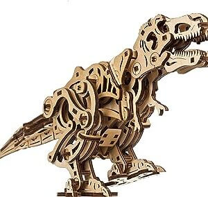 Maqueta mecánica articulada de madera de tiranosaurio rex