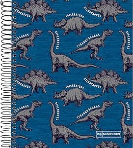 cuaderno azul de tapa dura con dinosaurios grises