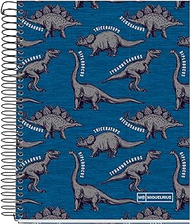 cuaderno azul de tapa dura con dinosaurios grises