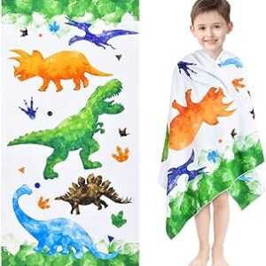 toalla de baño para niños y niñas con dinosaurios de colores de dibujos