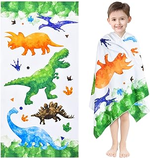 toalla de baño para niños y niñas con dinosaurios de colores de dibujos