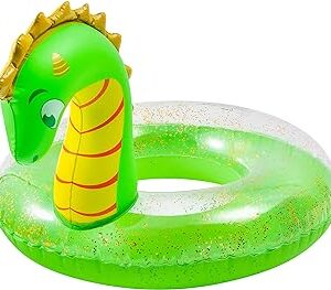 Flotador gigante verde de dinosaurio para playa y piscina