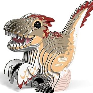 Maqueta a color de Velociraptor. Eco-Friendly 3D Paper Puzzle Dinosaurio