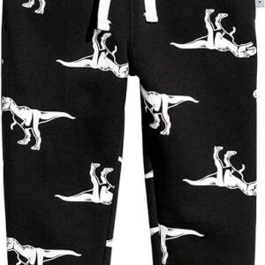Pantalón largo negro con dinosaurios blancos