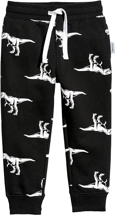 Pantalón largo negro con dinosaurios blancos