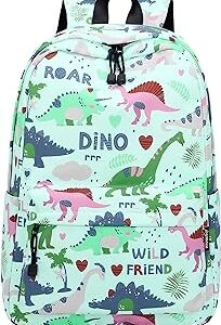 mochila con patron de dinosaurios de diferentes especies y colores