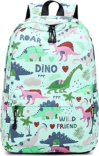mochila con patron de dinosaurios de diferentes especies y colores