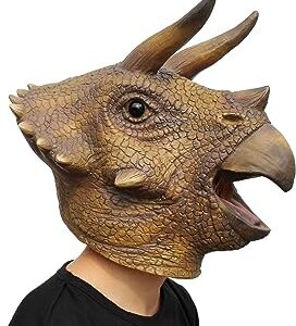 Mascara completa de triceratops para fiesta de disfraces