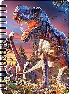 cuaderno de muelle doble con dinosaurios en paisaje colorido